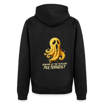 Lustiger Popcorn-spruch, Binge-watching-popcorn - Unisex Premium Bio Zip Hoodie - Schwarz - Hinten - Nico (187cm)