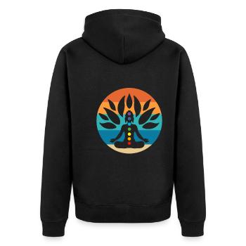 Buddha-Baum Zen-Praktizierender - Unisex Premium Bio Zip Hoodie - Schwarz - Hinten - Nico (187cm)