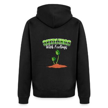 Gärtnernde Stadtbauern Gärtner - Unisex Premium Bio Zip Hoodie - Schwarz - Hinten - Nico (187cm)