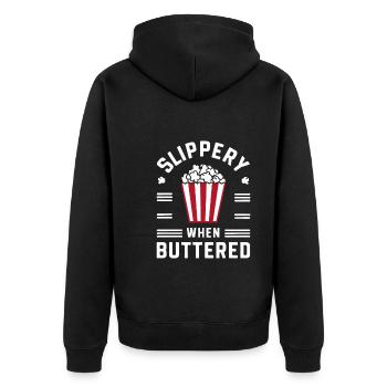 Lustiger Popcorn-spruch, Binge-watching-popcorn - Unisex Premium Bio Zip Hoodie - Schwarz - Hinten - Nico (187cm)