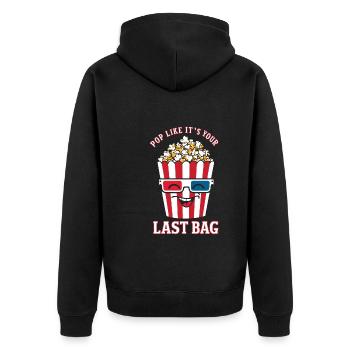 Dicton de pop-corn amusant, pop-corn en rafale - Veste à capuche bio Premium Unisexe - noir - Dos - Nico (187cm)