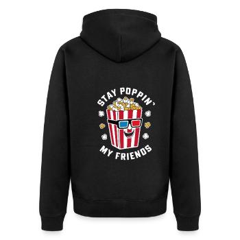 Lustiger Popcorn-spruch, Binge-watching-popcorn - Unisex Premium Bio Zip Hoodie - Schwarz - Hinten - Nico (187cm)