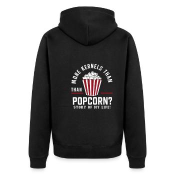 Funny popcorn saying, binge-watching popcorn - Unisex Premium Organic Zip Hoodie - black - Back - Nico (187cm)