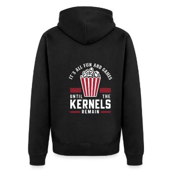 Dicton de pop-corn amusant, pop-corn en rafale - Veste à capuche bio Premium Unisexe - noir - Dos - Nico (187cm)