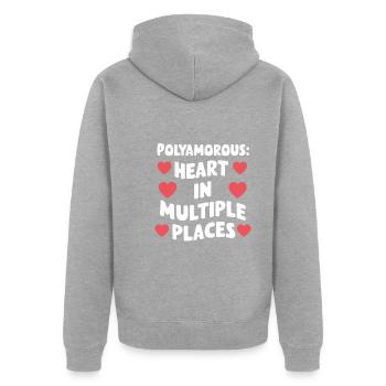 Polyamoröse Gemeinschaft Polyamorous Parenting - Unisex Premium Bio Zip Hoodie - Grau meliert - Hinten - Nico (187cm)