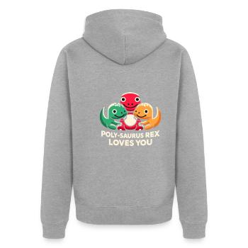 Polyamoröse Gemeinschaft Polyamorous Parenting - Unisex Premium Bio Zip Hoodie - Grau meliert - Hinten - Nico (187cm)