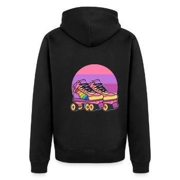 Retro-Rollschuhe Rollerblader - Unisex Premium Bio Zip Hoodie - Schwarz - Hinten - Nico (187cm)
