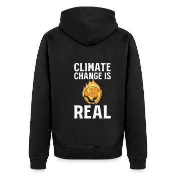 Climate Change Is Real Klimaaktivist - Unisex Premium Bio Zip Hoodie - Schwarz - Hinten - Nico (187cm)