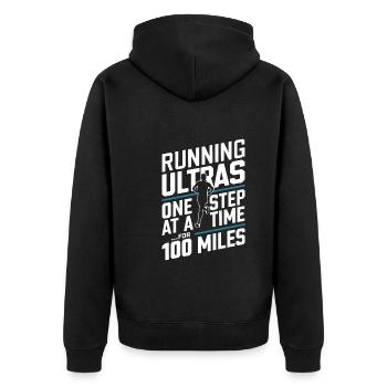 Ultra Running Ultramarathon Runner Marathoner - Unisex Premium Organic Zip Hoodie - black - Back - Nico (187cm)
