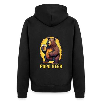 Papa Bière Père Ours Bière Buveur de Bière Cadeau Amusant - Veste à capuche bio Premium Unisexe - noir - Dos - Nico (187cm)