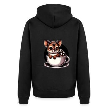 Niedlicher Pudu-hirsch Südamerika Cartoon-hirsch - Unisex Premium Bio Zip Hoodie - Schwarz - Hinten - Nico (187cm)