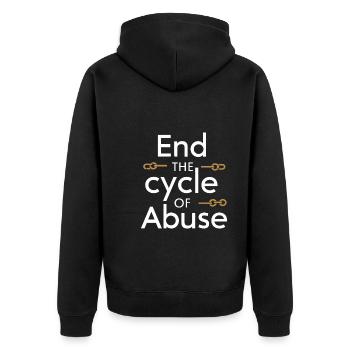 Raising awareness of domestic violence - Unisex Premium Organic Zip Hoodie - black - Back - Nico (187cm)