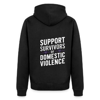 Raising awareness of domestic violence - Unisex Premium Organic Zip Hoodie - black - Back - Nico (187cm)
