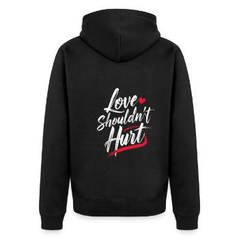 Raising awareness of domestic violence - Unisex Premium Organic Zip Hoodie - black - Back - Nico (187cm)