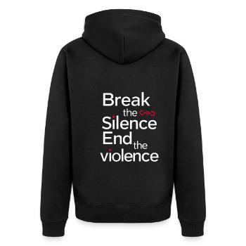 Raising awareness of domestic violence - Unisex Premium Organic Zip Hoodie - black - Back - Nico (187cm)