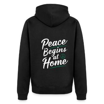 Raising awareness of domestic violence - Unisex Premium Organic Zip Hoodie - black - Back - Nico (187cm)
