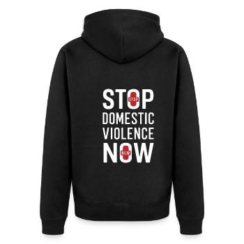 Raising awareness of domestic violence - Unisex Premium Organic Zip Hoodie - black - Back - Nico (187cm)
