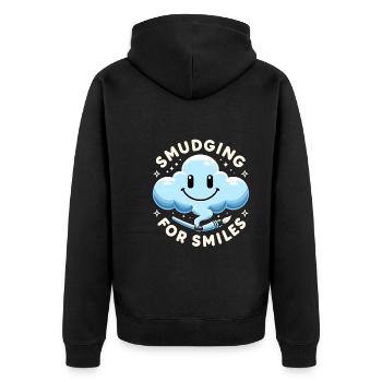 Smudge Sage Feder Spirituelle Hexerei Meditieren - Unisex Premium Bio Zip Hoodie - Schwarz - Hinten - Nico (187cm)
