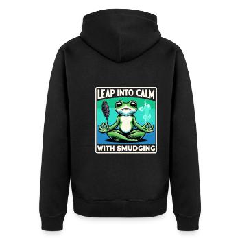 Smudge Sage Feder Spirituelle Hexerei Meditieren - Unisex Premium Bio Zip Hoodie - Schwarz - Hinten - Nico (187cm)