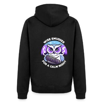 Smudge Sage Feder Spirituelle Hexerei Meditieren - Unisex Premium Bio Zip Hoodie - Schwarz - Hinten - Nico (187cm)
