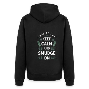 Smudge Sage Feder Spirituelle Hexerei Meditieren - Unisex Premium Bio Zip Hoodie - Schwarz - Hinten - Nico (187cm)