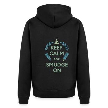 Smudge Sage Feder Spirituelle Hexerei Meditieren - Unisex Premium Bio Zip Hoodie - Schwarz - Hinten - Nico (187cm)