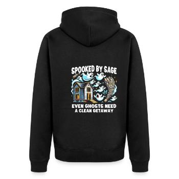 Smudge Sage Feder Spirituelle Hexerei Meditieren - Unisex Premium Bio Zip Hoodie - Schwarz - Hinten - Nico (187cm)