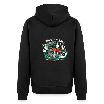 Smudge Sage Feder Spirituelle Hexerei Meditieren - Unisex Premium Bio Zip Hoodie - Schwarz - Hinten - Nico (187cm)