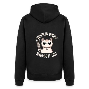 Smudge Sage Feder Spirituelle Hexerei Meditieren - Unisex Premium Bio Zip Hoodie - Schwarz - Hinten - Nico (187cm)