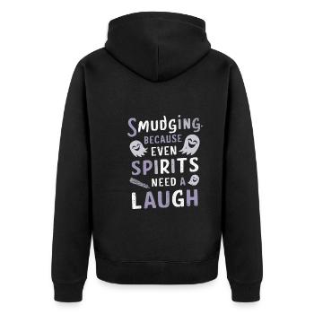 Smudge Sage Feder Spirituelle Hexerei Meditieren - Unisex Premium Bio Zip Hoodie - Schwarz - Hinten - Nico (187cm)