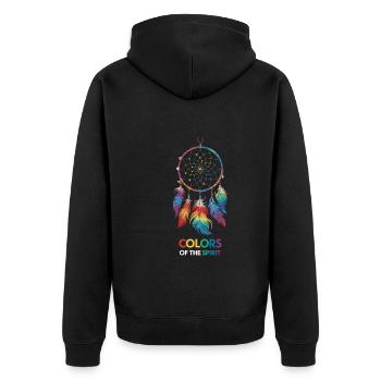 Dream Catcher Bohemian Spiritual Dreamcatcher - Unisex Premium Bio Zip Hoodie - Schwarz - Hinten - Nico (187cm)