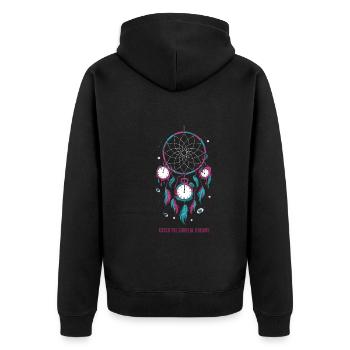 Dream Catcher Bohemian Spiritual Dreamcatcher - Unisex Premium Bio Zip Hoodie - Schwarz - Hinten - Nico (187cm)