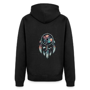 Dream Catcher Bohemian Spiritual Dreamcatcher - Unisex Premium Bio Zip Hoodie - Schwarz - Hinten - Nico (187cm)