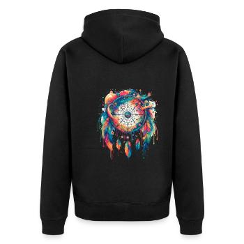 Dream Catcher Bohemian Spiritual Dreamcatcher - Unisex Premium Bio Zip Hoodie - Schwarz - Hinten - Nico (187cm)