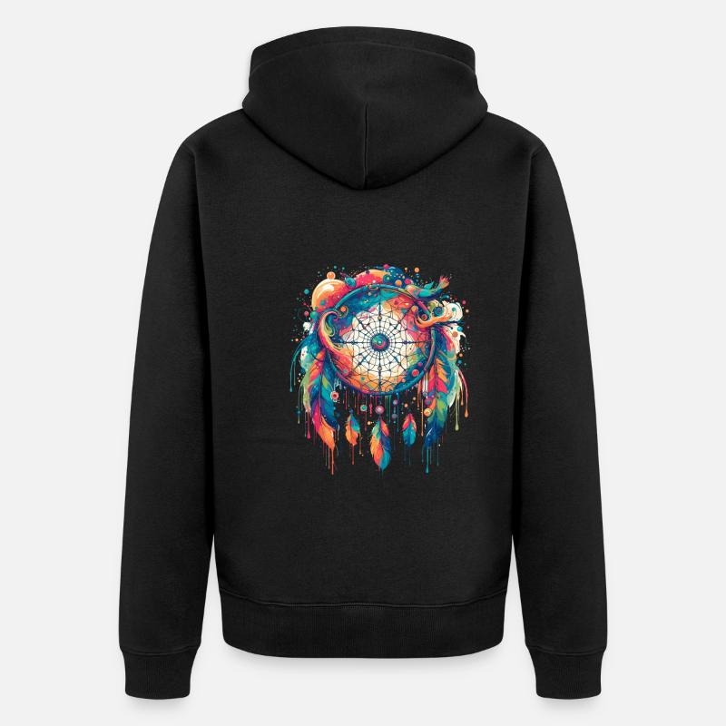 Attrape-rêves Attrape-rêves spirituel bohème - Veste à capuche bio Premium Unisexe - noir