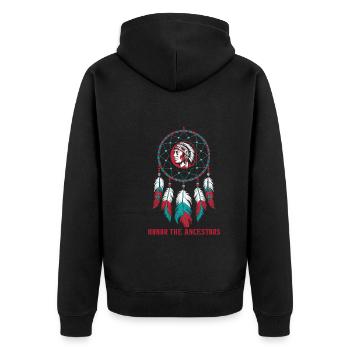 Dream Catcher Bohemian Spiritual Dreamcatcher - Unisex Premium Bio Zip Hoodie - Schwarz - Hinten - Nico (187cm)
