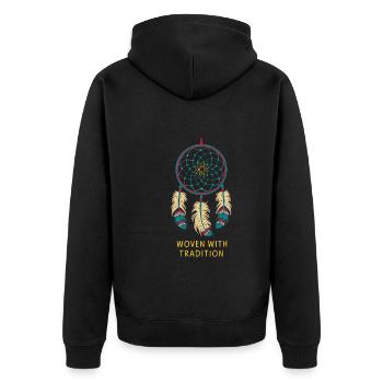 Dream Catcher Bohemian Spiritual Dreamcatcher - Unisex Premium Bio Zip Hoodie - Schwarz - Hinten - Nico (187cm)
