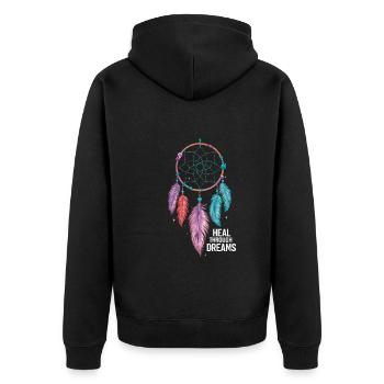 Dream Catcher Bohemian Spiritual Dreamcatcher - Unisex Premium Bio Zip Hoodie - Schwarz - Hinten - Nico (187cm)