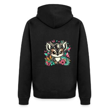 Niedlicher Pudu-hirsch Südamerika Cartoon-hirsch - Unisex Premium Bio Zip Hoodie - Schwarz - Hinten - Nico (187cm)