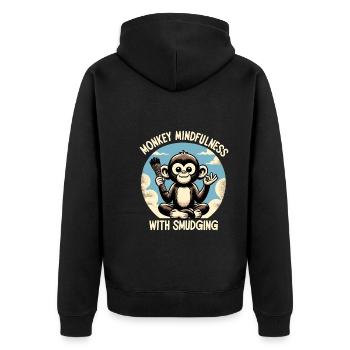 Smudge Sage Feder Spirituelle Hexerei Meditieren - Unisex Premium Bio Zip Hoodie - Schwarz - Hinten - Nico (187cm)