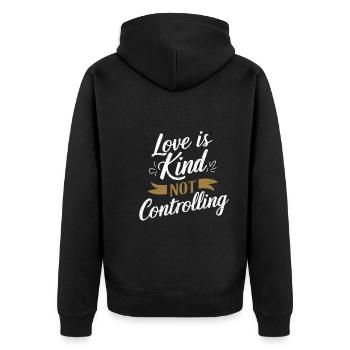 Raising awareness of domestic violence - Unisex Premium Organic Zip Hoodie - black - Back - Nico (187cm)