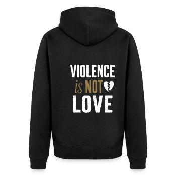 Raising awareness of domestic violence - Unisex Premium Organic Zip Hoodie - black - Back - Nico (187cm)