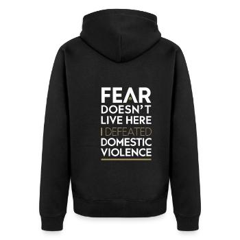 Raising awareness of domestic violence - Unisex Premium Organic Zip Hoodie - black - Back - Nico (187cm)