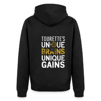 Tourette-syndrom-bewusstsein Neurodiverse - Unisex Premium Bio Zip Hoodie - Schwarz - Hinten - Nico (187cm)
