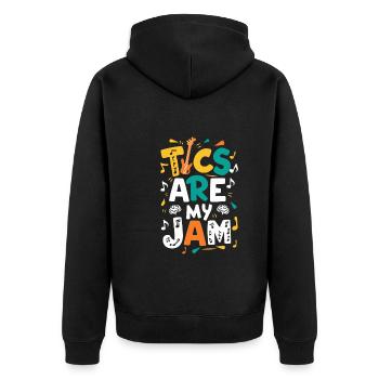 Tourette-syndrom-bewusstsein Neurodiverse - Unisex Premium Bio Zip Hoodie - Schwarz - Hinten - Nico (187cm)