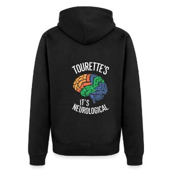 Tourette-syndrom-bewusstsein Neurodiverse - Unisex Premium Bio Zip Hoodie - Schwarz - Hinten - Nico (187cm)