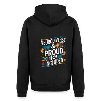 Tourette-syndrom-bewusstsein Neurodiverse - Unisex Premium Bio Zip Hoodie - Schwarz - Hinten - Nico (187cm)