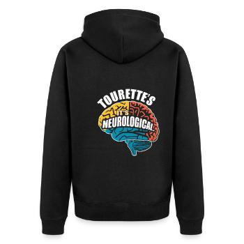 Tourette-syndrom-bewusstsein Neurodiverse - Unisex Premium Bio Zip Hoodie - Schwarz - Hinten - Nico (187cm)