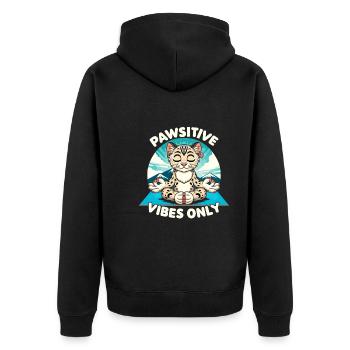 Ozelot Wild Cat Exotic Pets Jungle Big Cat - Unisex Premium Bio Zip Hoodie - Schwarz - Hinten - Nico (187cm)