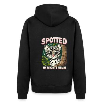 Ocelot Wild Cat Exotic Pets Jungle Big Cat - Unisex Premium Organic Zip Hoodie - black - Back - Nico (187cm)